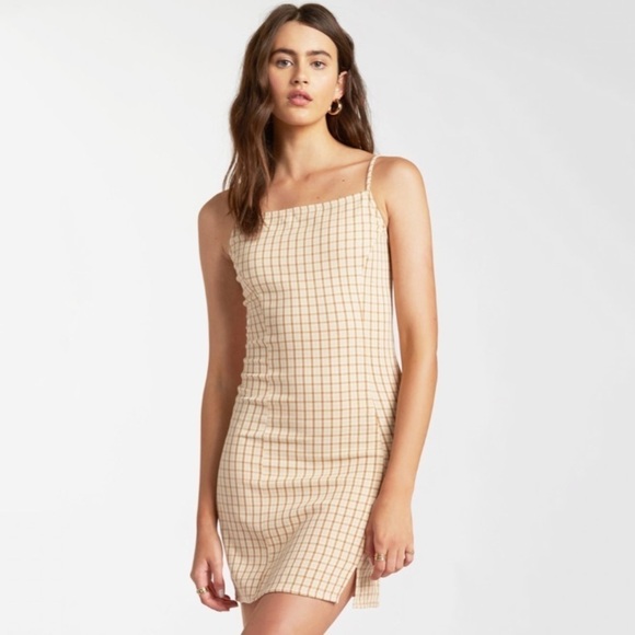 NWT Billabong Cruising Plaid Slit Mini Bodycon Dress - Picture 2 of 9
